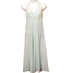 H&M Seersucker Cotton Maxi Dress Halter Summer Mint Green Size 8